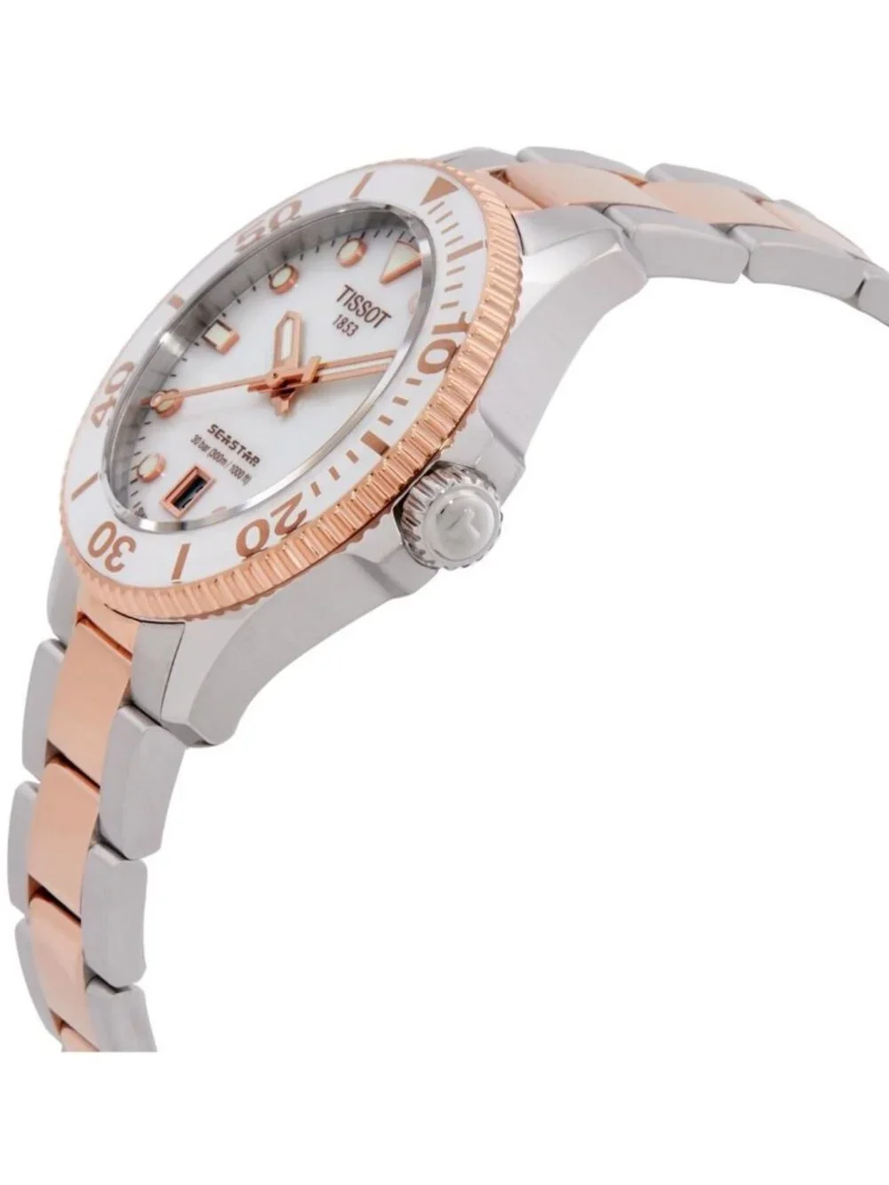 NWT Tissot Seastar Quartz White Mother of Pearl Dial Watch